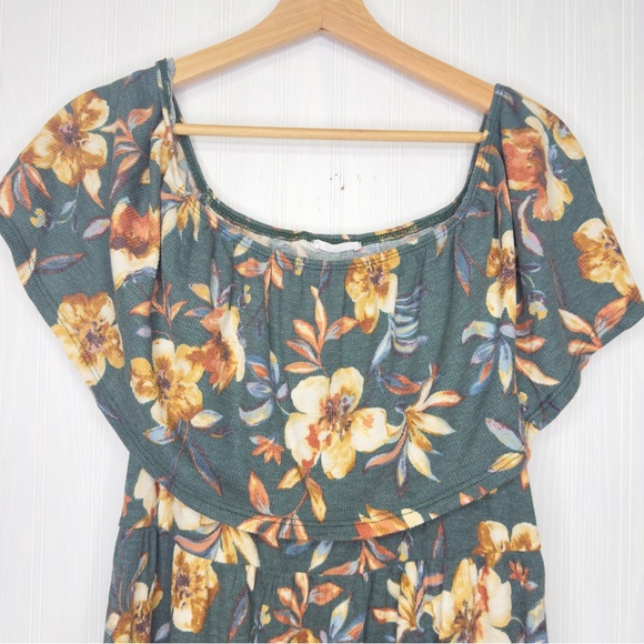 Chic Soul sage green floral off the shoulder dress size 3X - Picture 3 of 8